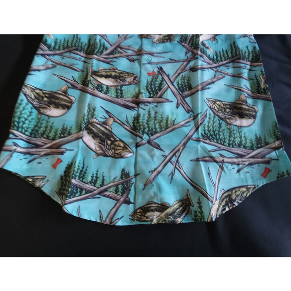 RSVLTS Budweiser Shirt Mens Size Medium M Fishing Bass All Over Kunuflex NWT - Picture 5 of 14